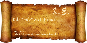 Körözsi Emma névjegykártya